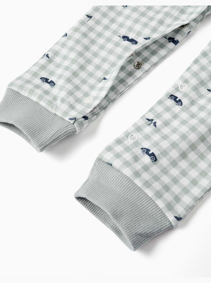 Pyjama en coton à motif vichy Vert clair - Kiabi