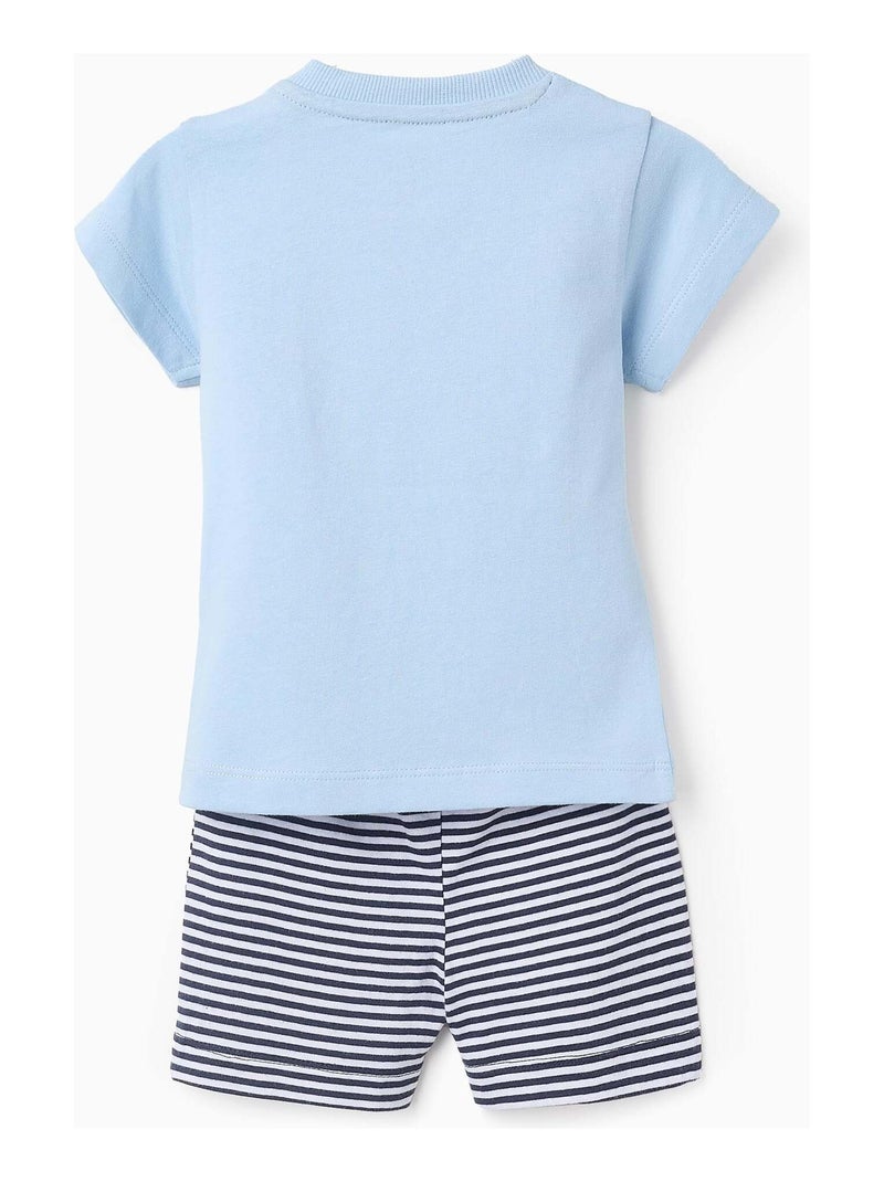 Pyjama en Coton à Rayures Bleu clair - Kiabi