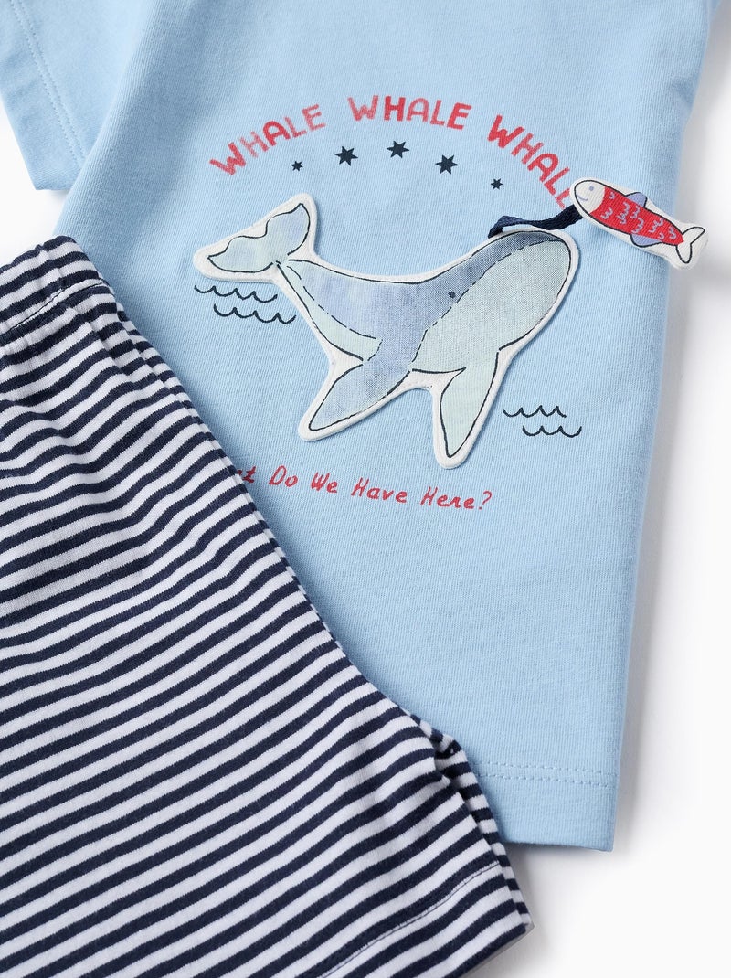 Pyjama en Coton à Rayures Bleu clair - Kiabi