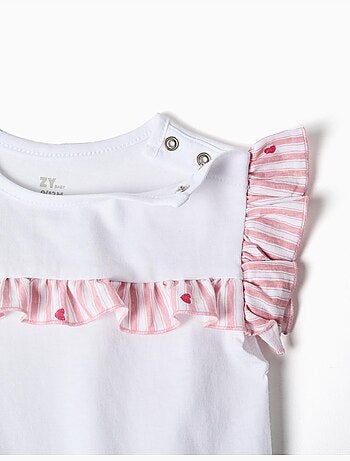 Pyjama en coton à rayures et cœurs