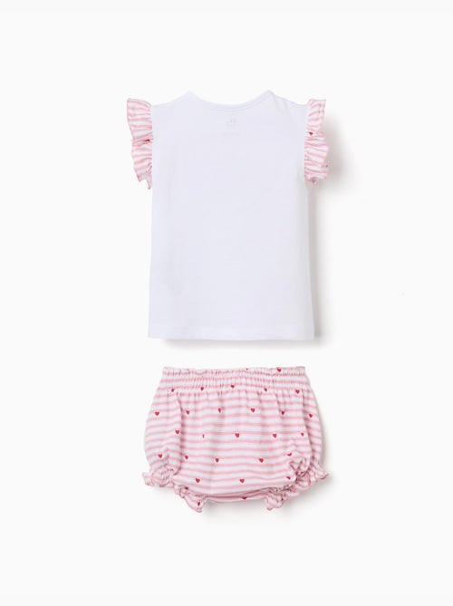 Pyjama en coton à rayures et cœurs - Kiabi