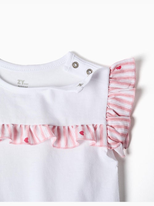 Pyjama en coton à rayures et cœurs - Kiabi