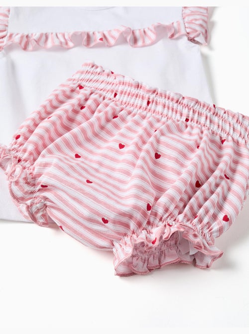 Pyjama en coton à rayures et cœurs - Kiabi