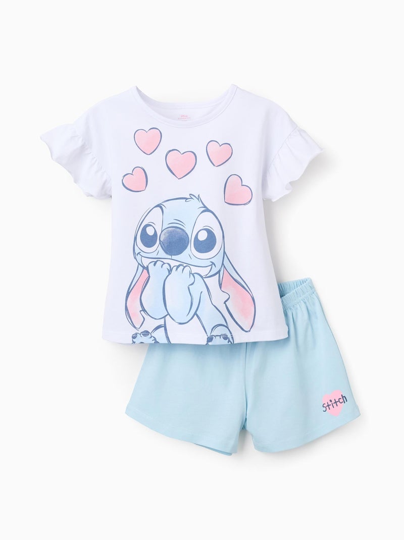 Pyjama en Coton à Volants Lilo et Stitch Blanc - Kiabi