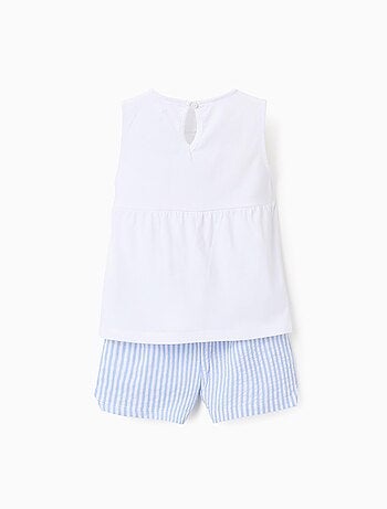 Pyjama en Coton avec Dentelle et Rayures