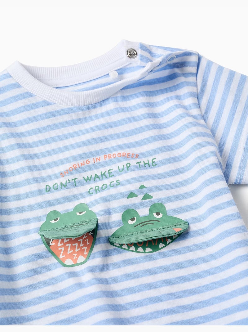 Pyjama en coton avec imprimé alligator Bleu clair - Kiabi