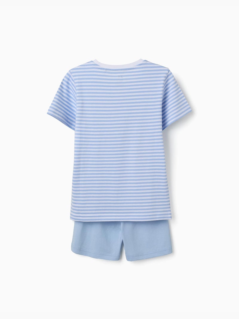 Pyjama en coton avec imprimé crocodile qui brille dans le noir Bleu clair - Kiabi