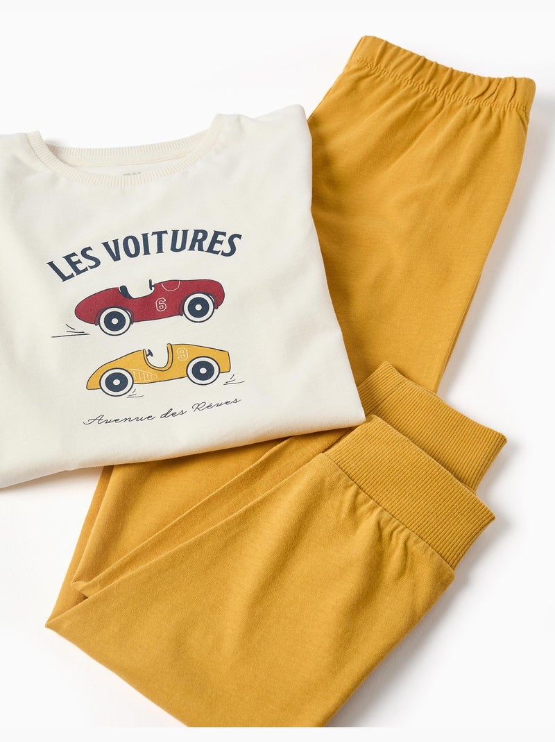 Pyjama en coton avec imprimé de voitures de course Blanc - Kiabi