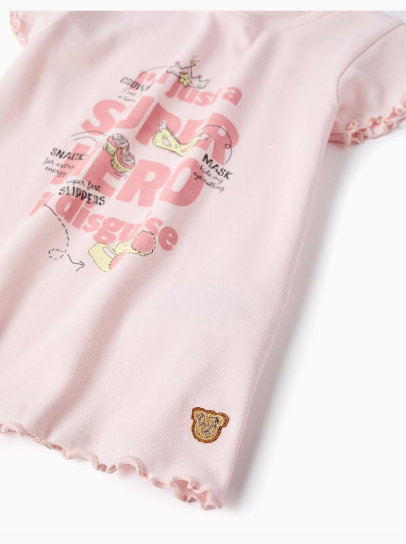 Pyjama en coton avec imprimé Superhero Rose clair - Kiabi