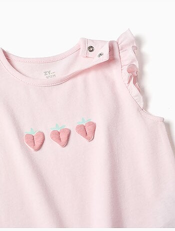Pyjama en coton avec imprimés cœur et volants