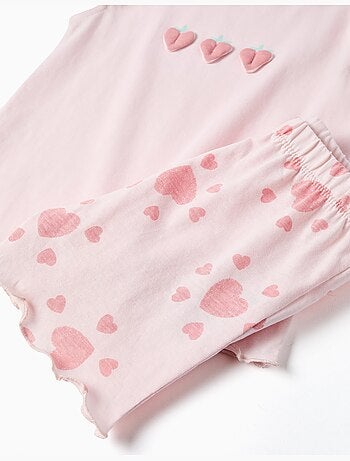 Pyjama en coton avec imprimés cœur et volants