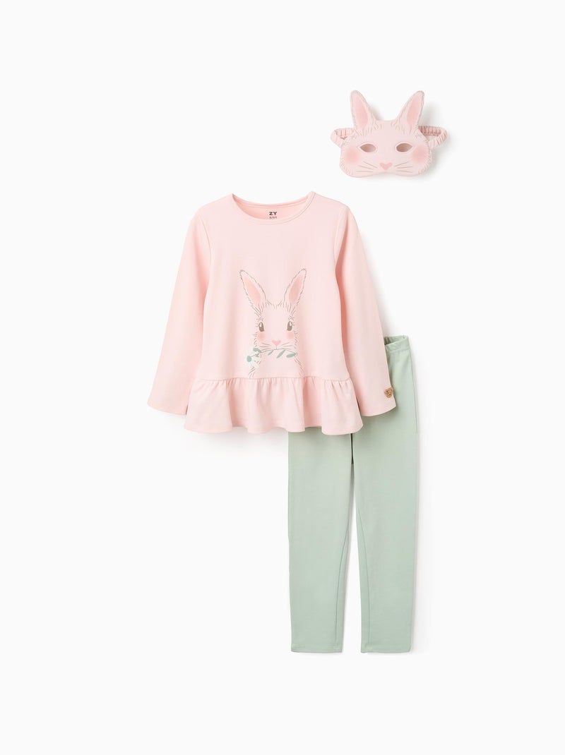 Pyjama en Coton avec Masque de Lapin Rose clair - Kiabi
