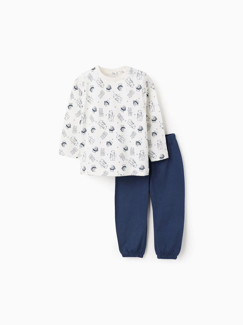 Pyjama en Coton avec Motif Blanc - Kiabi