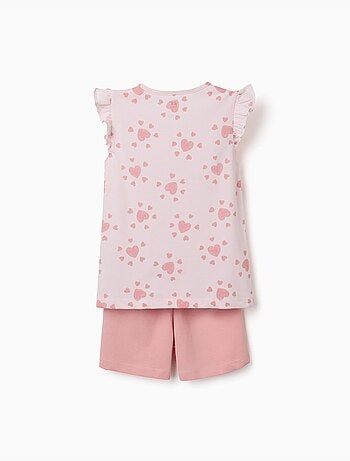 Pyjama en coton avec motif cœur et volants