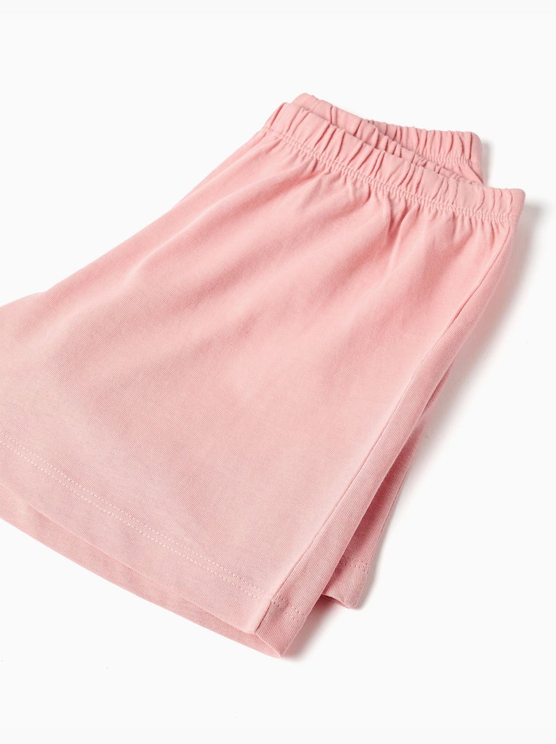 Pyjama en coton avec motif cœur et volants Rose clair - Kiabi