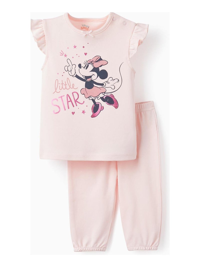 Pyjama en Coton avec Volants pour Bébé Fille 'Minnie' manches courtes  MINNIE Rose clair - Kiabi