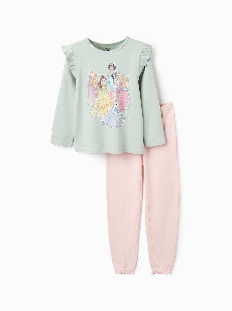 Pyjama en Coton avec Volants Princesses Vert clair - Kiabi