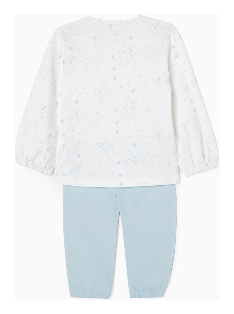 Pyjama en Coton Bébé Fille 'Bunny' manches longues  ESSENTIALS LINE Bleu clair - Kiabi