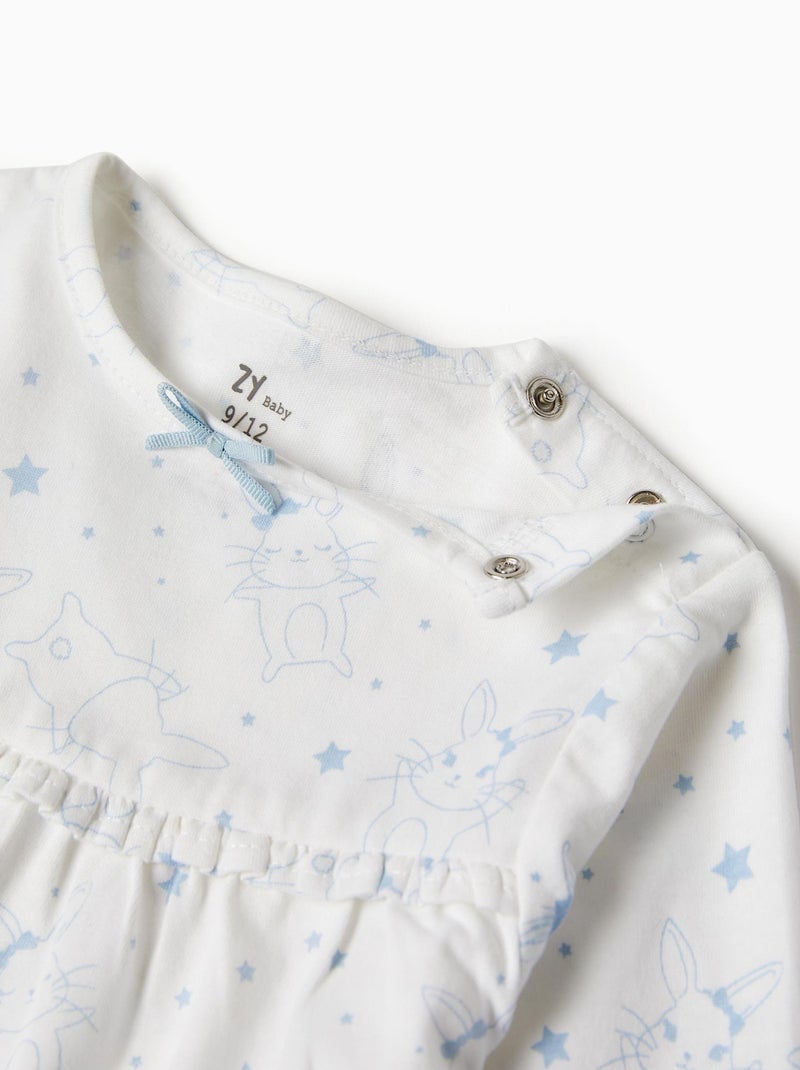 Pyjama en Coton Bébé Fille 'Bunny' manches longues  ESSENTIALS LINE Bleu clair - Kiabi