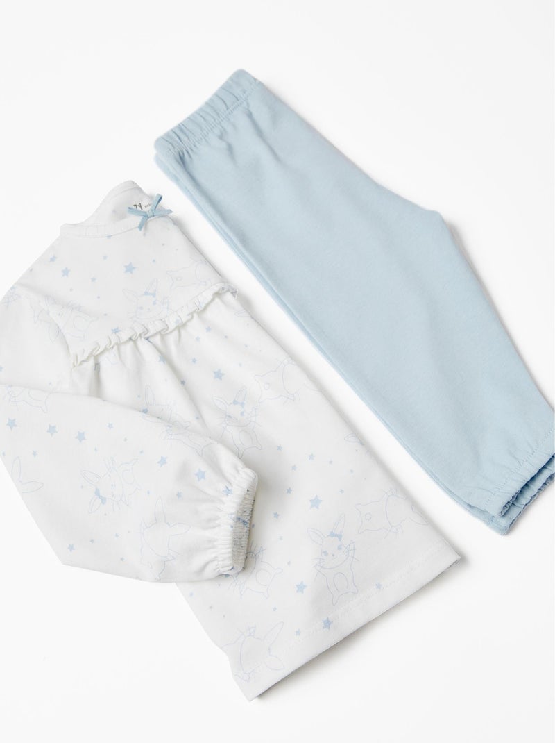 Pyjama en Coton Bébé Fille 'Bunny' manches longues  ESSENTIALS LINE Bleu clair - Kiabi