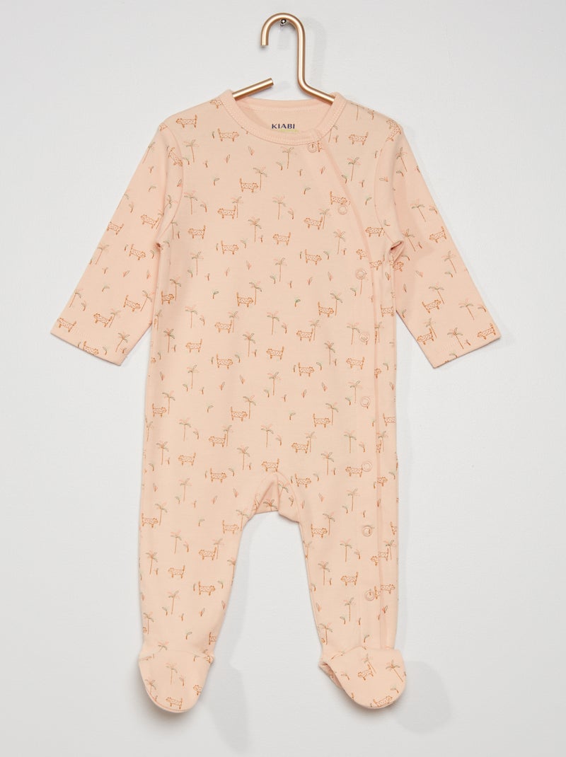 Pyjama  en coton bio rose - Kiabi