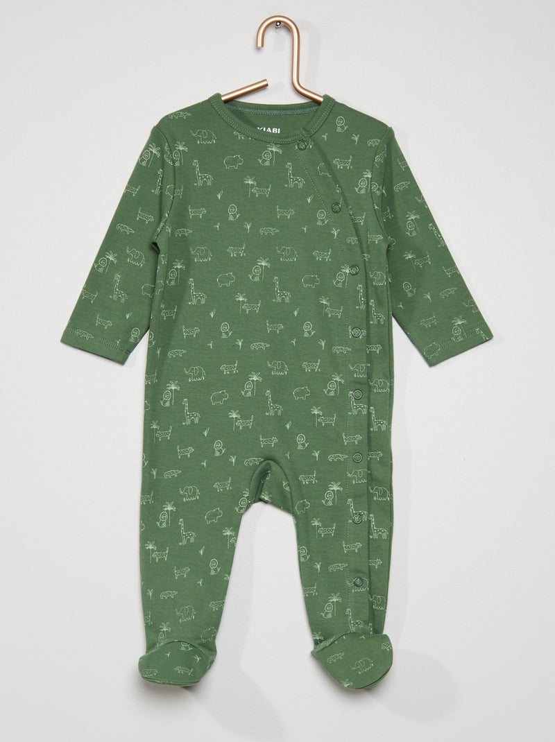 Pyjama  en coton bio vert - Kiabi