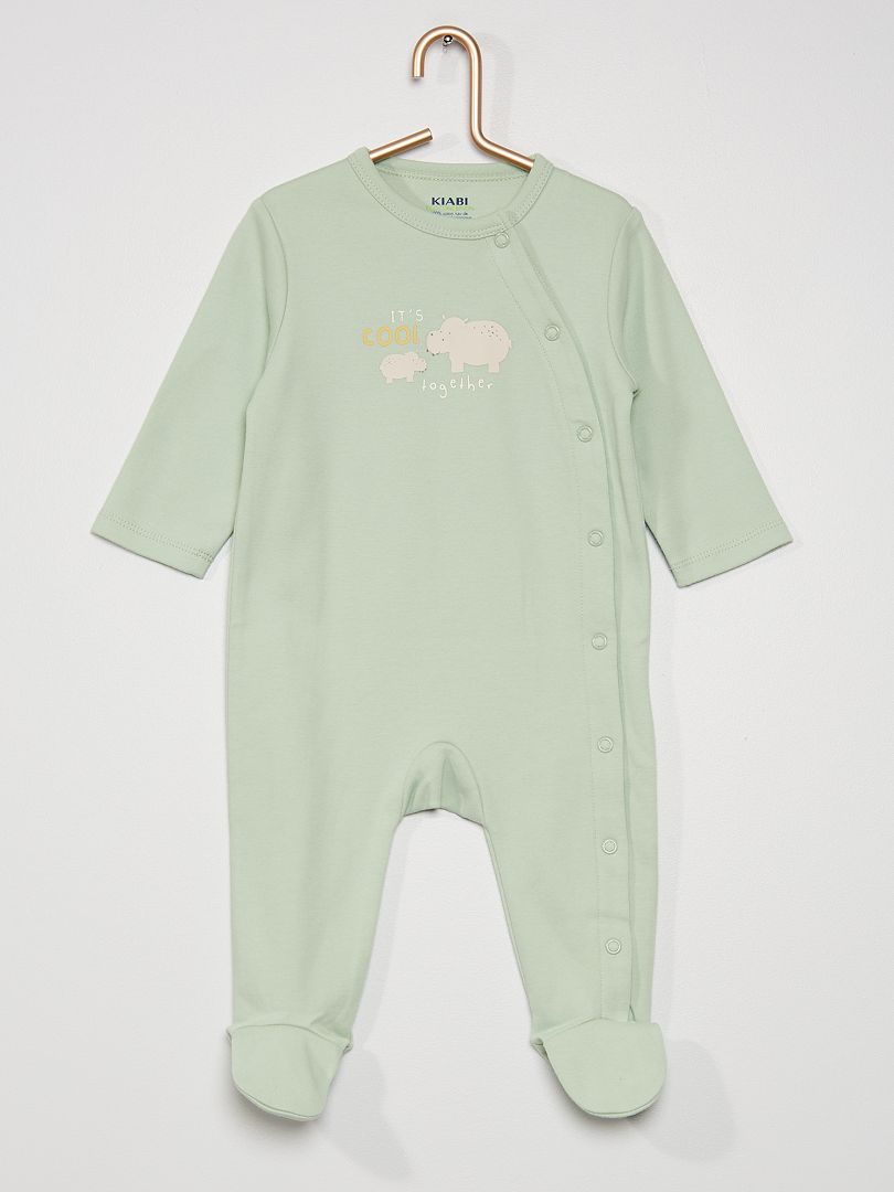 Pyjama  en coton bio vert - Kiabi