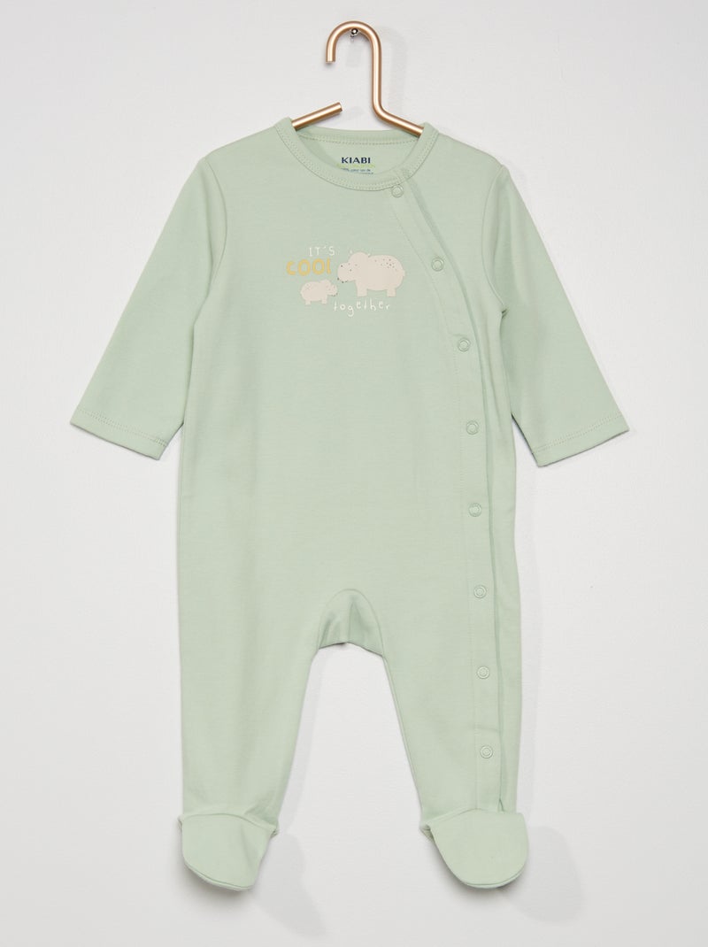Pyjama  en coton bio vert - Kiabi