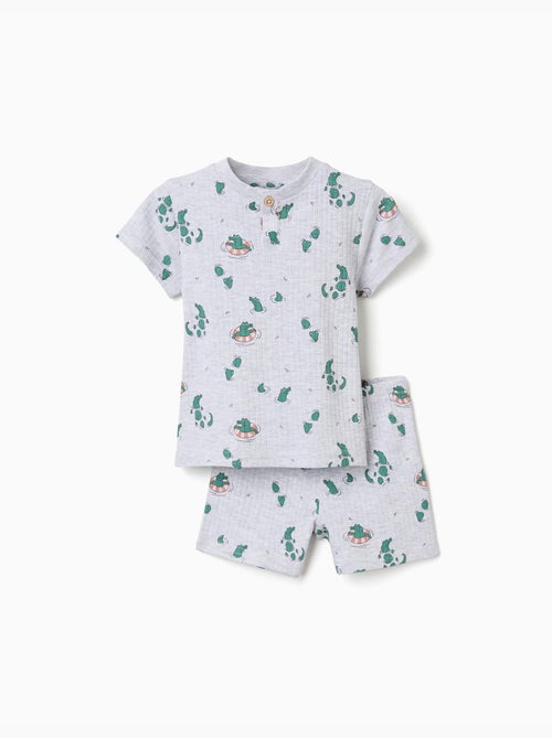 Pyjama en coton côtelé avec motif alligator - Kiabi