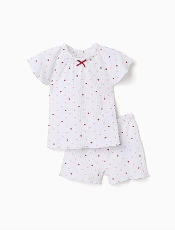Pyjama en coton côtelé avec motif cœur