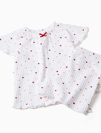 Pyjama en coton côtelé avec motif cœur