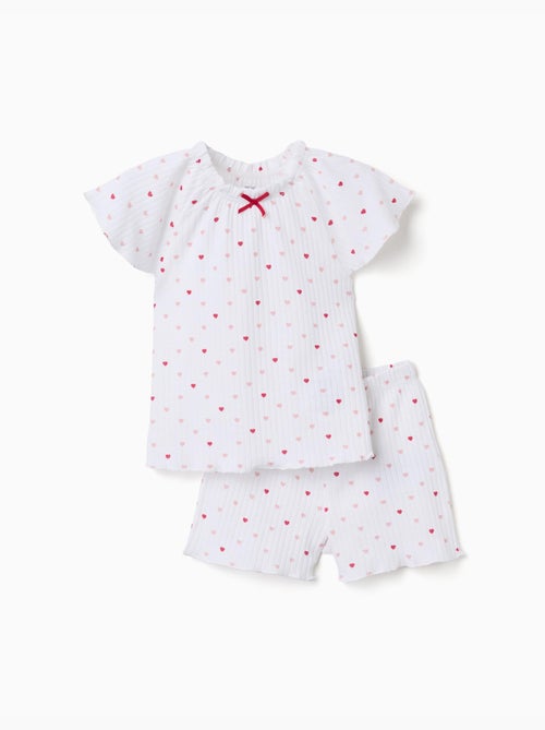 Pyjama en coton côtelé avec motif cœur - Kiabi