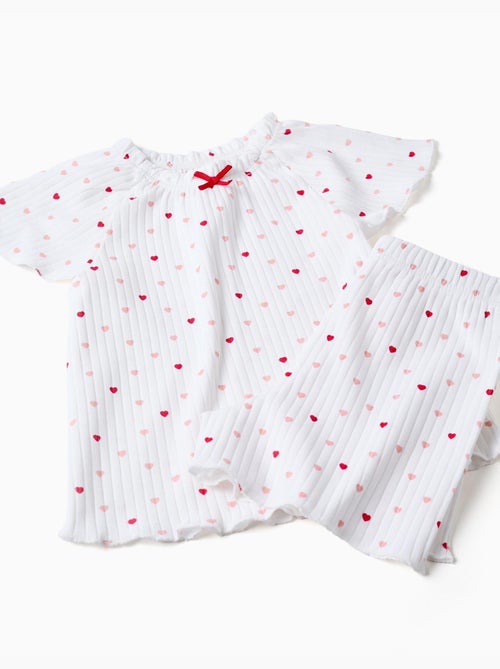Pyjama en coton côtelé avec motif cœur - Kiabi