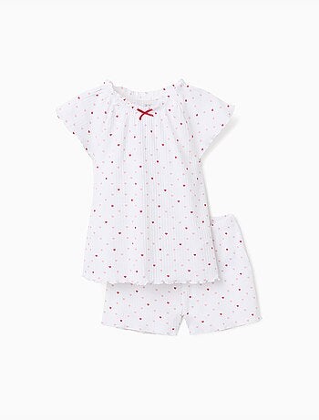 Pyjama en coton côtelé avec motif cœur