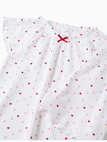 Pyjama en coton côtelé avec motif cœur