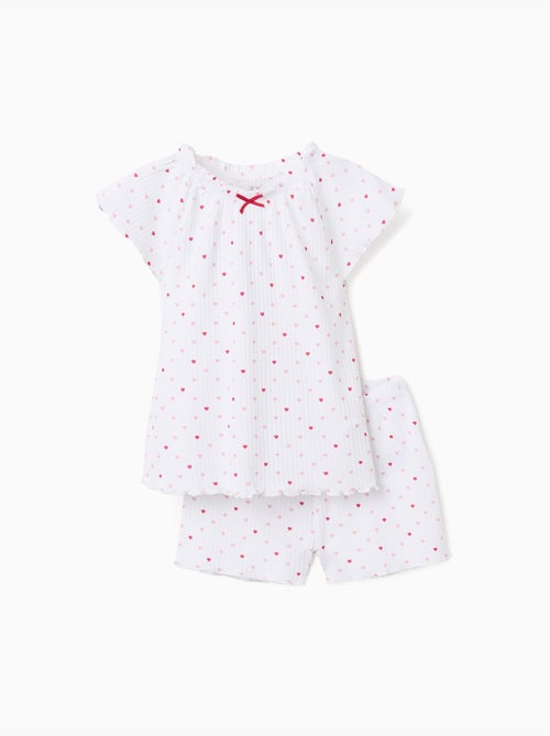 Pyjama en coton côtelé avec motif cœur - Kiabi