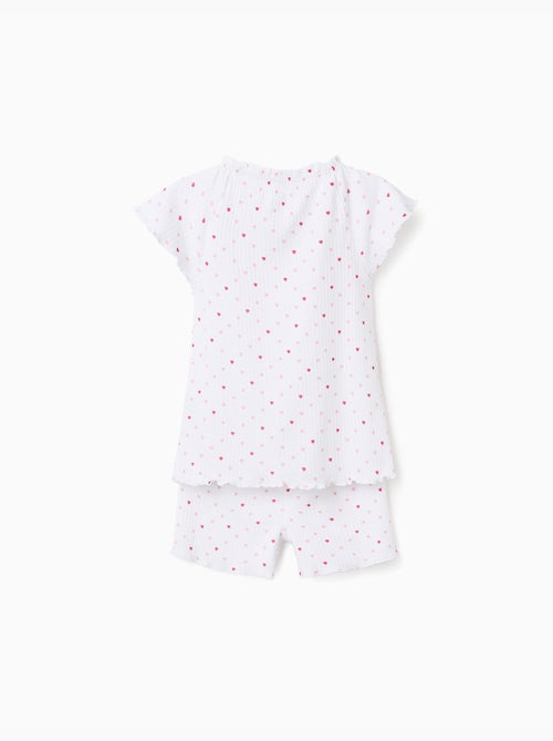 Pyjama en coton côtelé avec motif cœur - Kiabi