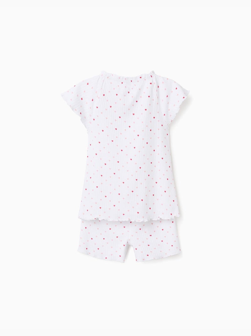 Pyjama en coton côtelé avec motif cœur Blanc - Kiabi