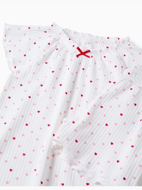 Pyjama en coton côtelé avec motif cœur - Kiabi