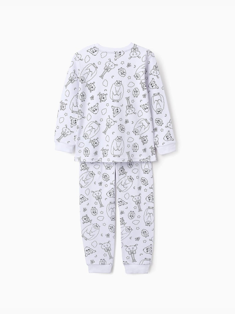 Pyjama en coton émotions Blanc - Kiabi