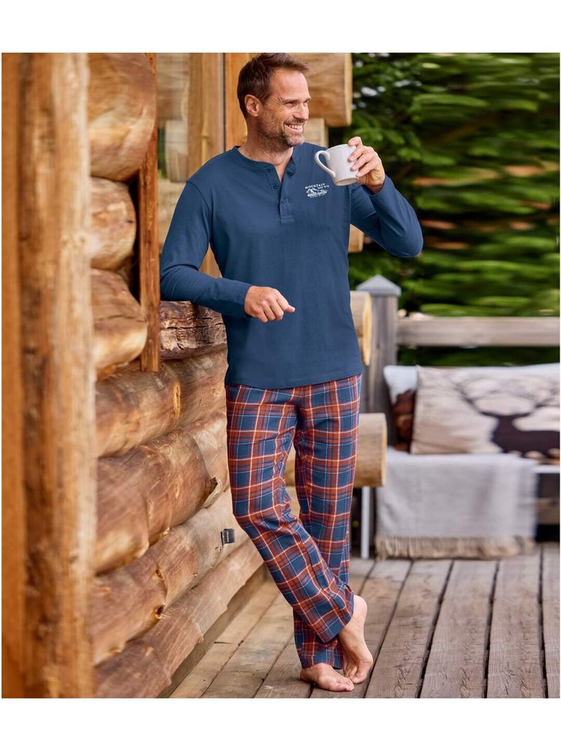 Pyjama en Coton et Flanelle   - ATLAS FOR MEN Bleu marine - Kiabi