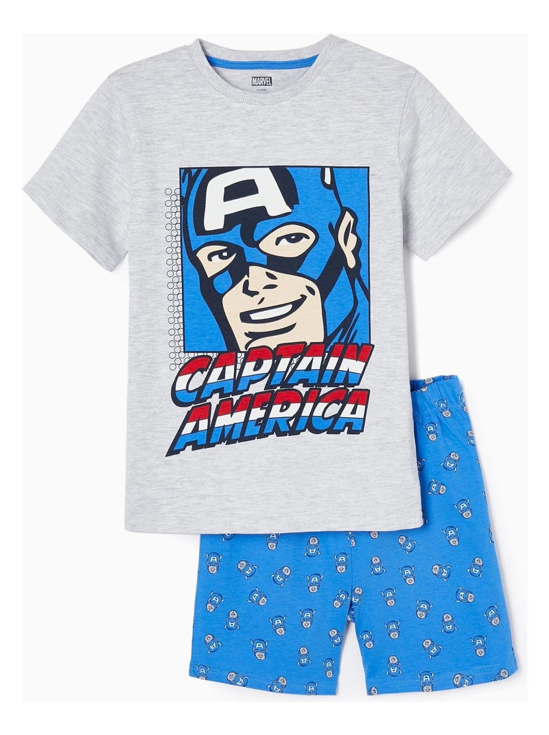 Pyjama en Coton Garçon 'Captain America' manches courtes  MARVEL Gris clair - Kiabi