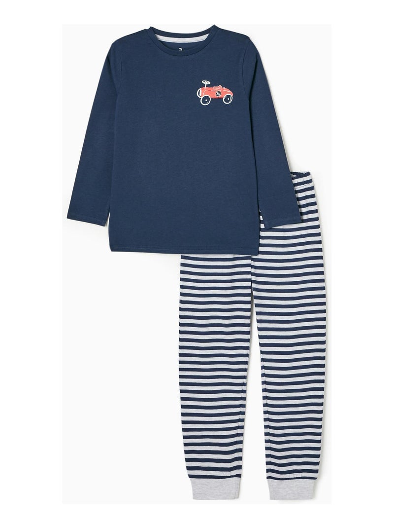 Pyjama en Coton Garçon 'Voiture de Course' manches longues  ESSENTIALS LINE Bleu foncé - Kiabi