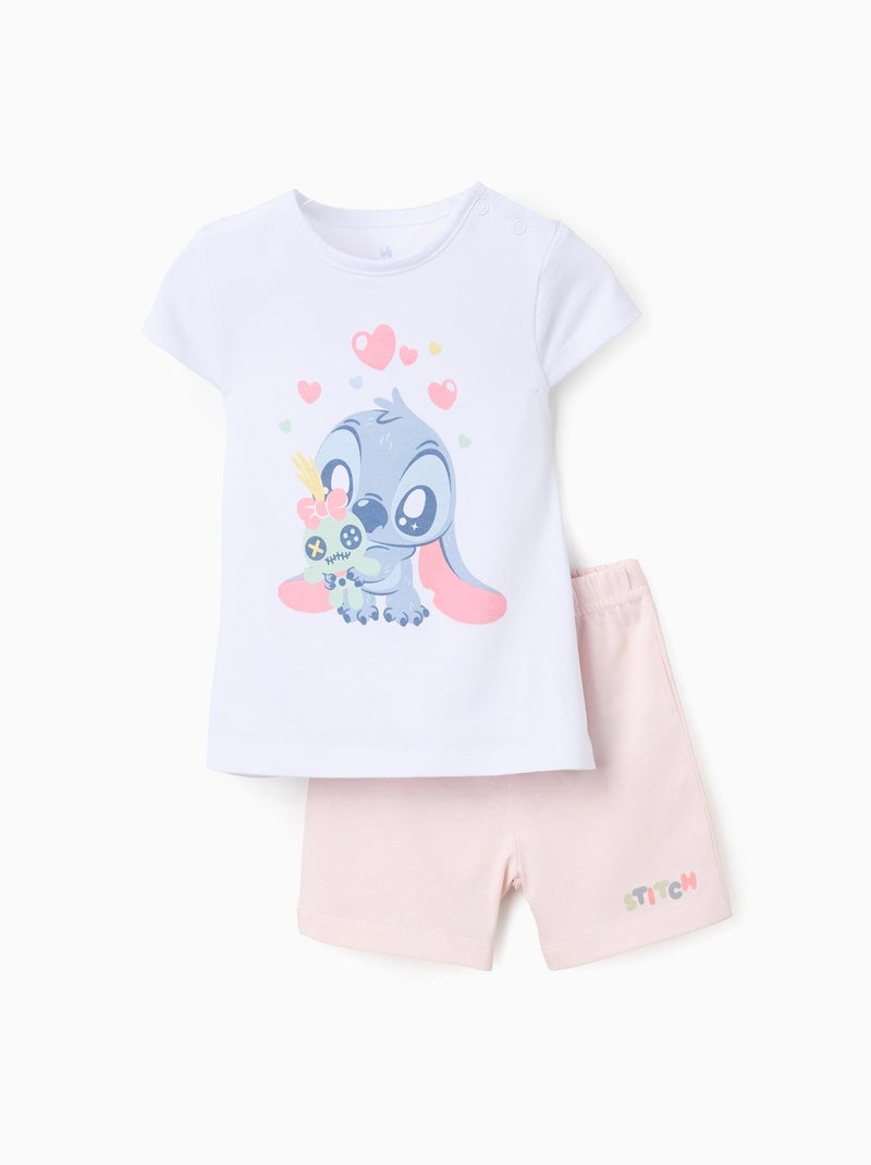 Pyjama en Coton Lilo et Stitch Blanc Rose - Kiabi