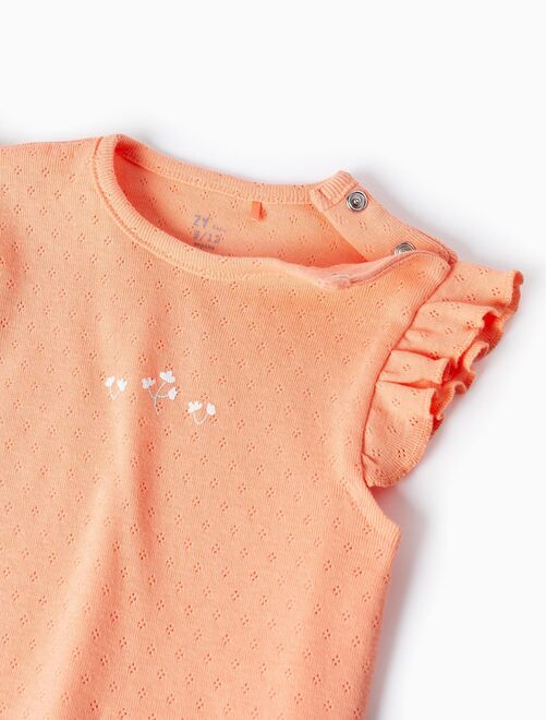 Pyjama En Coton Pointelle Pour Bébé Fille 'Fleurs' manches courtes - Kiabi