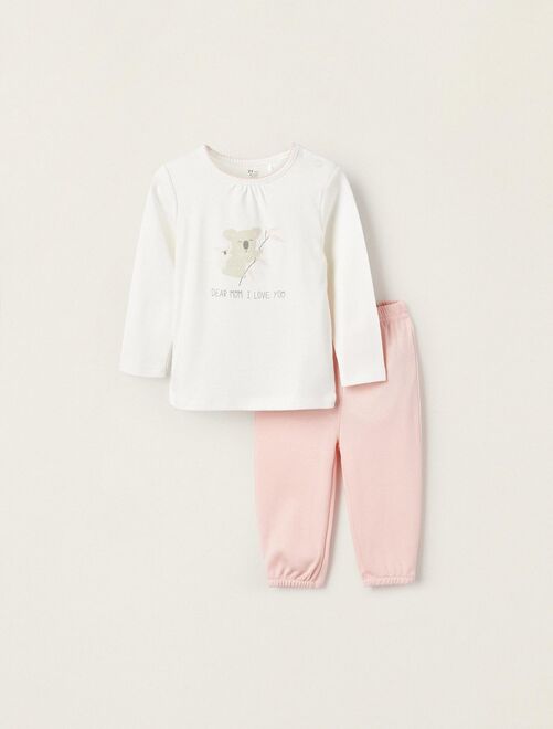 Pyjama en coton pour bébé fille 'Chère Maman' manches longues LITTLE LOVE NOTES - Kiabi