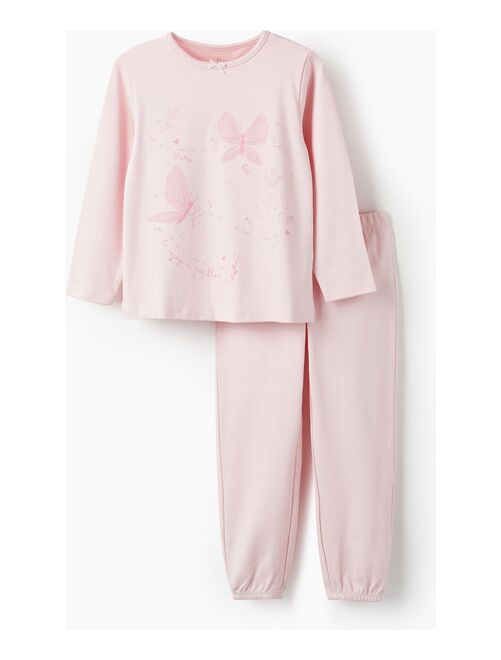 Pyjama en coton pour fille 'Papillons' manches longues BOUQUETS DES MIMOSAS - Kiabi