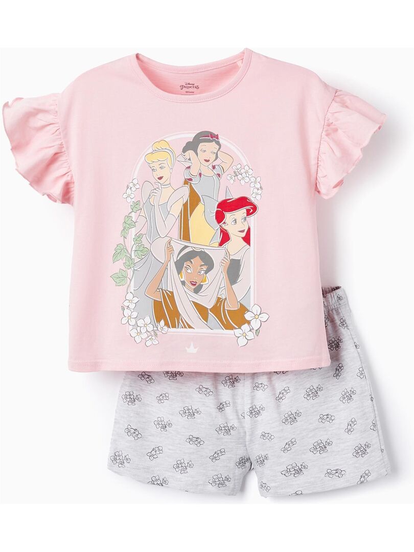 Pyjama En Coton Pour Fille 'Princesses De Disney' manches courtes Rose - Kiabi