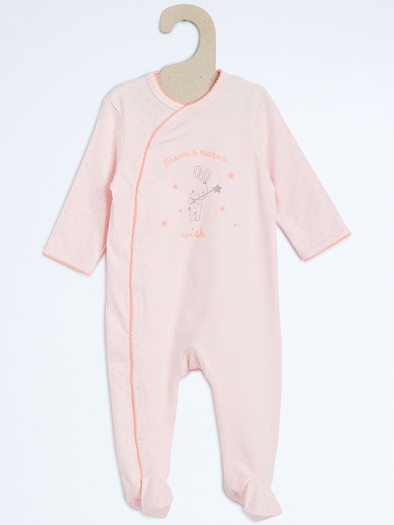 Pyjama en coton rose pâle - Kiabi