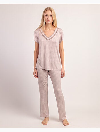 Pyjama en dentelle à pois et manches courtes pour femme ADMAS CLASSIC